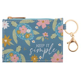 Karma, Women Zip ID Wallet, Small Leather Wallet Coin Purse with Keychain, Slim ID Card Case Holder, Turtle