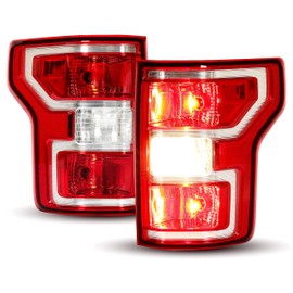 KUAFU Rear Tail Light W/Bulbs Compatible with 2018-2020 Ford F-150 Replacement for JL3Z-13405-H JL3Z-13404-H Pair Taillights Red Lens Chrome Housing