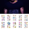 Neon Temporary Tattoo,10 Sheet Glow in the Dark UV Neon