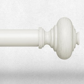 Wolistsa Antique White Curtain Rods for Windows 48 to 84 Inch, Decorative Heavy Duty Single-Side Adjustable 1'' Diameter Off White Drapery Rod, Vintage Rustic Metal Curtain Pole for Farmhouse