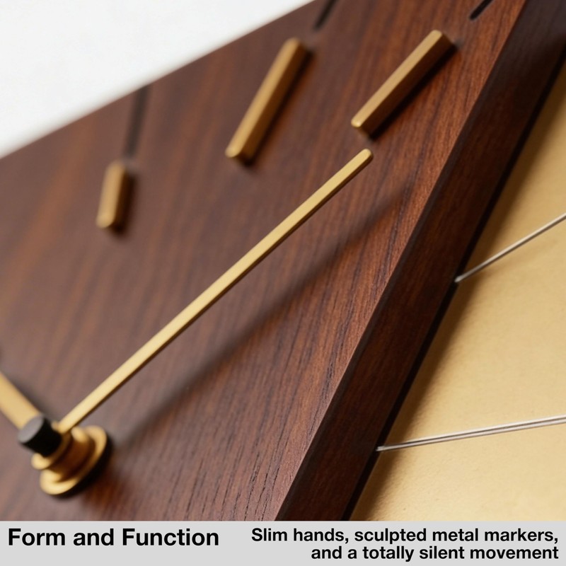 Driini Clocks Mid Century Modern Wall Clock - Square Wood