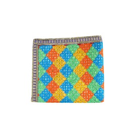 Decorative Small Pooja Mat Aasan Silk Aasan Decorative Cloth with Sequence Work (Size: -18 Inches x 18 Inches) for Multipurpose Pooja Indian Traditional Festival Decorations Item (Muticolour)