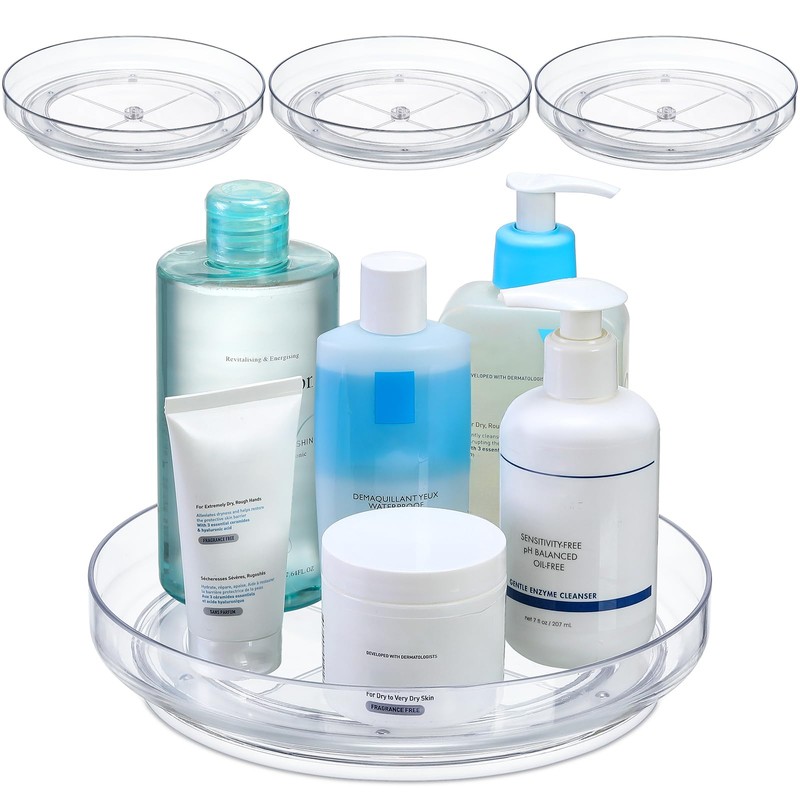 2 Pack 9 Inch Clear Acrylic Lazy Susan, Non-Skid Turntable