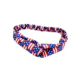 Patriotic Turban Headband Hair Scrunchies American USA Flag Headwear Hair Bands Tie JHN62 (Hair Band-B1)