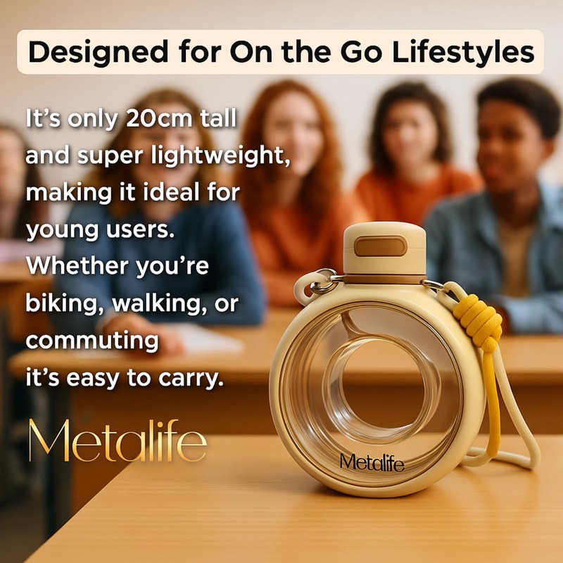 METALIFE Circular Sports Water Bottle – Green, 700ml, Leakproof with