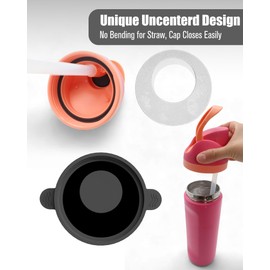 Ice Molds for Owala 24-40oz, Set of 3, Food-Grade Soft Silicone, No White Residue, Easy to Release, Straw Placement Compatible with Owala FreeSip, Keeps Drinks Cold Longer (Dark Grey)