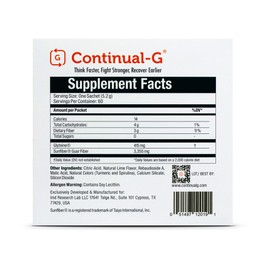 CONTINUAL - G Powder - Clinically Proven Cellular Glutathione Precursor | Benefit of Glyteine & Sunfiber | Immune Support, Master Antioxidant, Detox, Brain Health & Skin Care | 20 Sachets