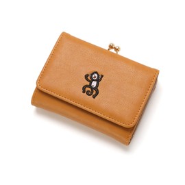 Naru Animal Embroidered Wallet Trifold Wallet, Mini Wallet, Compact, Small, Coin Purse, Card Case, Animal, Stylish, Popular, Brand, mustard