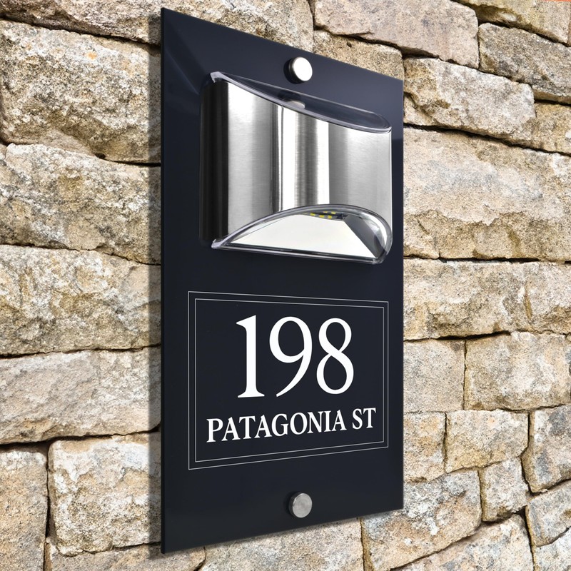 Custom Signs Solar Illuminated Modern Anthracite House Number Sign 24cm