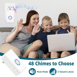 Greencycle Wireless Doorbell, Easy Installation, Plug and Play, 5 Adjustable Volume, Loud Enough, 48 Ringtones, 100FT-1300FT, IP66 Waterproof, Doorbell for Home,Classroom(2 Buttons +2 Receivers)