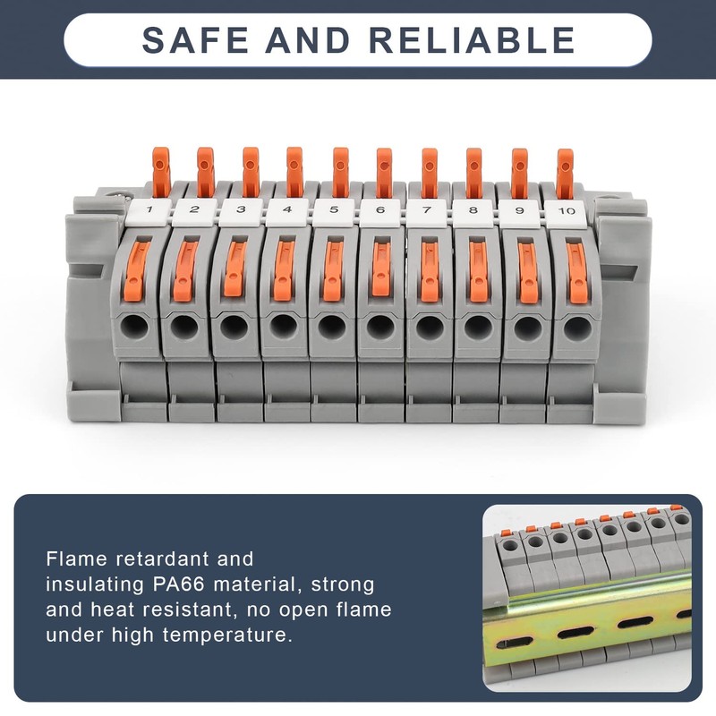 DIYCUT Pack of 10 DIN Rail Terminal Blocks, Grey DIN