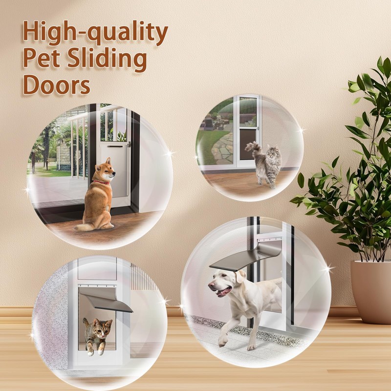 Doggy Door for Sliding Glass Doors, Adjustable Height 75 3/5"