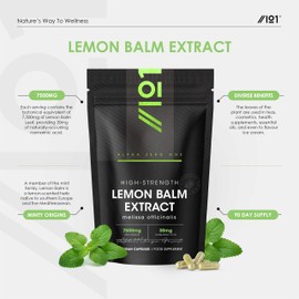 Lemon Balm Extract 7500mg - High Strength 6% Rosmarinic Acid (30mg) Supplement - 90 Vegan Capsules (3 Months Supply) - Resealable and Recyclable Pouch - by Alpha01