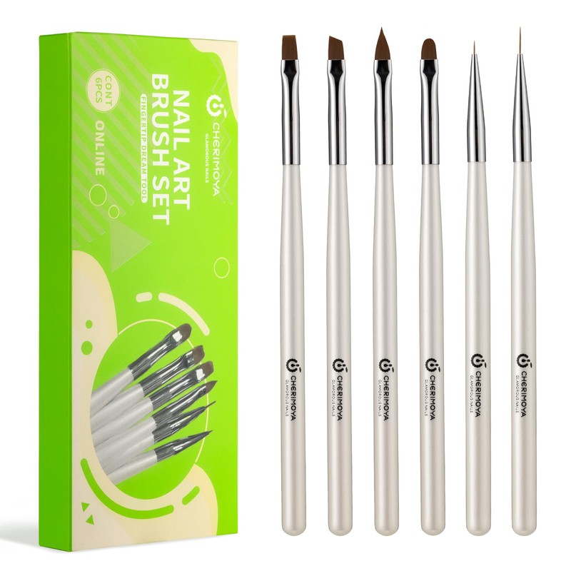 CHERIMOYA Kit 6 Pinceles Nail Art Perla Blanca