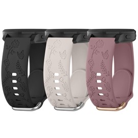 3 Pack Silicone Bands for Garmin Vivoactive 5 Watch Band/Vivoactive 3, 20mm Soft Sport Strap for Garmin Venu/Venu Sq/Venu Sq 2/Forerunner 55/165/245/645 (Black+Starlight+Smoke Purple)