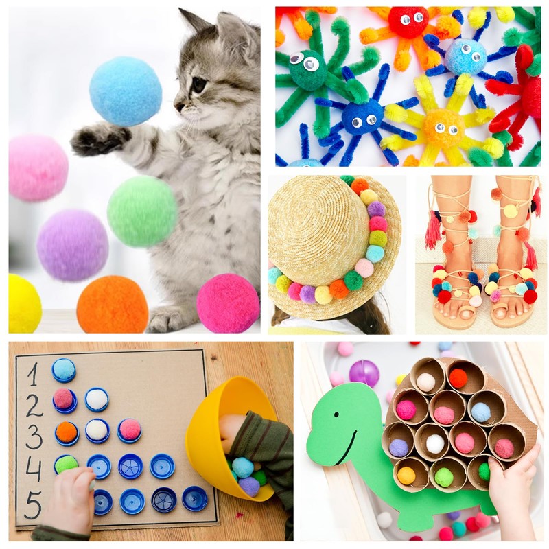 TOAOB 300 Pieces Pompoms 30 mm Colourful Pompom Fluffy Plush