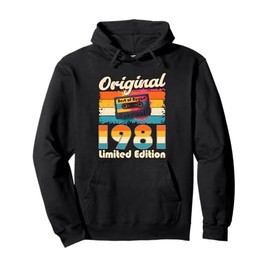 44th Birthday Man Gift August 1981 Vintage Cassette gifts Pullover Hoodie