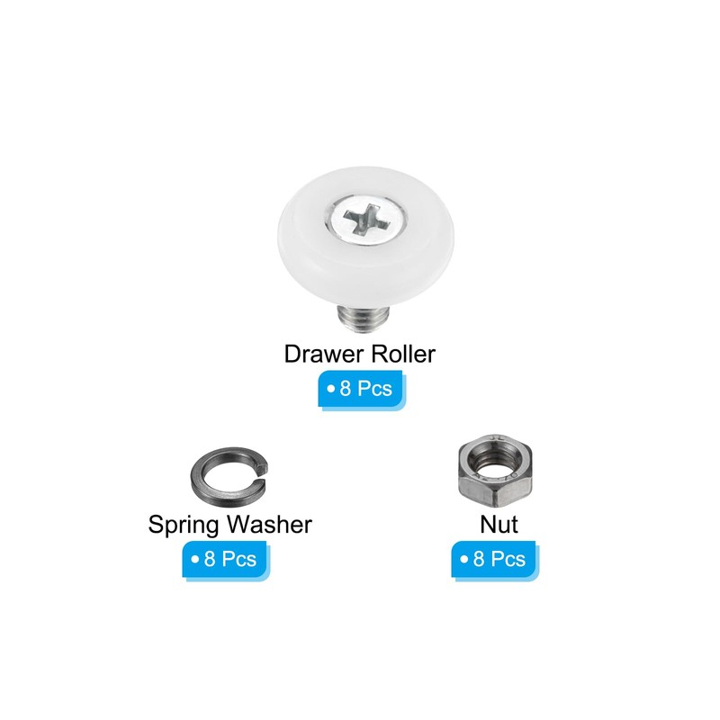 PATIKIL 19mm Drawer Rollers, 4 Set Nylon Positioning Pulleys Small