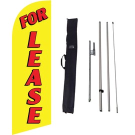 GLOBAL ADVERTISING SOLUTIONS For Lease 6ft Feather Flag Eye Catching Banner Sign for Business and Marketing Complete Set with 8ft Pole Kit Travel Bag and Ground Spike (Yellow)