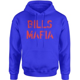 Expression Tees Hoodie Distressed Bills Mafia Red Print Adult Large Royal Blue