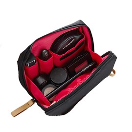 LOYELEY Women's Makeup Pouch, Storage Bag, Stylish, Lightweight, Compact, Cosmetics, Toiletries, Cosmetic Tools, Small Items, Business Trips, Travel, black in red