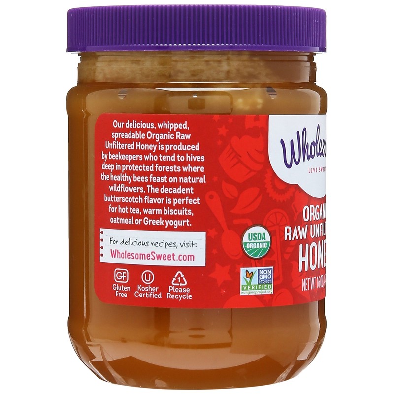 WHOLESOME SWEETENERS Honey FRTRD Raw Organic, 16 Ounce