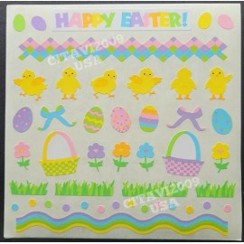 MRS. GROSSMAN'S HAPPY EASTER STICKERS EGGS CHICKS EASTER BASKET BORDER, RETIRED.