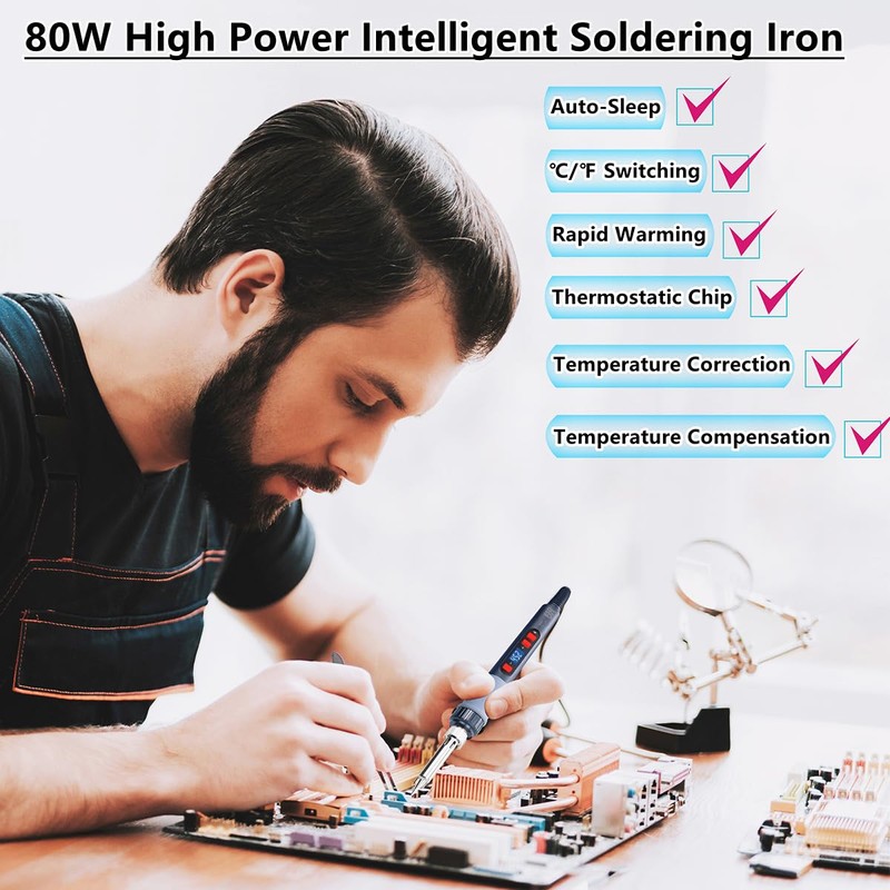 KEPIOG Soldering Iron Kit, 80W Electric Solder iron, Adjustable Temperature