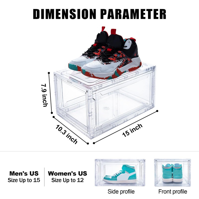 AOHMPT Upgraded 12 Pack Shoe Box,Acrylic Clear Shoe Boxes,Drop Front