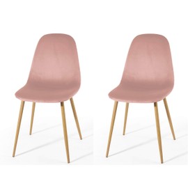 Urban Shop Velvet Dining Chairs, Set of 2, Blush