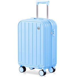 AnyZip Carry On Luggage,22x14x9 Airline Approved with TSA Lock,20 Inch PC ABS Hard Shell Suitcase with Wheels for Women and Kids (Lightblue)