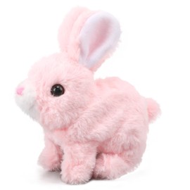 Oeofuzep Hopping Walking Bunby Realistic Bunny Toy Rabbit Toy with Sounds, Wiggling Ears, Twitching Mouth and Nose, Educational Interactive Bunny Bunbi Toy for Baby