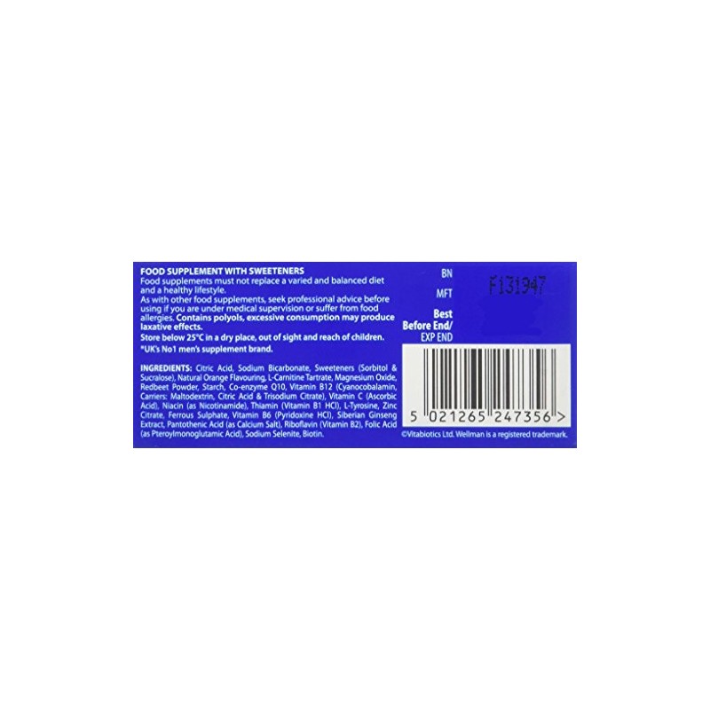 Wellman Energy Orange - 10 Dissolving, Multivitamins Effervescent Tablets for