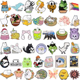 20/40/60 pcs Cute Mixed Enamel Pins Bulk Set, Funny Plant Anime Lapel Badges, Cartoon Button Pins Jewelry for Backpack Cloths Hats Jacket Decoration, Festival Gifts (40 pcs)