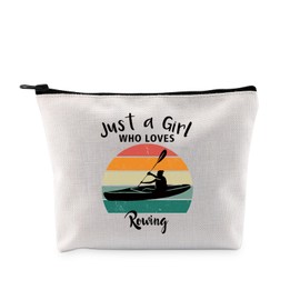 PYOUL Rowing Lovers Gift Just A G-IRL Who Loves Rowing Makeup Bag Rowing Crew Cosmetic Bag Rower Row Team Gift (Loves Rowing Bag)