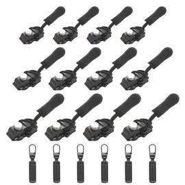 12-Pack Zipper Puller Replacement and 6 Pcs Zip Tags Cord Pulls,Zip Removable Replacement Puller,Zipper Puller Extension-Fixing Fix for Backpack,Sportswear,Clothes Jeans Coats Jacket Luggage(Black)