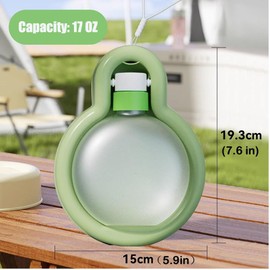 Portable Foldable Pet Dog Water Bottle, Pet Water Dispenser for Outdoor Walking, Hiking, and Travel-17OZ Capacity Gravity Water Kitten Drinker (Green)