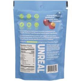 UNREAL Dark Chocolate Peanut Gems - Certified Vegan Fair Trade, Non-GMO - Made with Gluten Free Ingredients and Colors from Nature - No Sugar Alcohols or Soy - 6 Bags