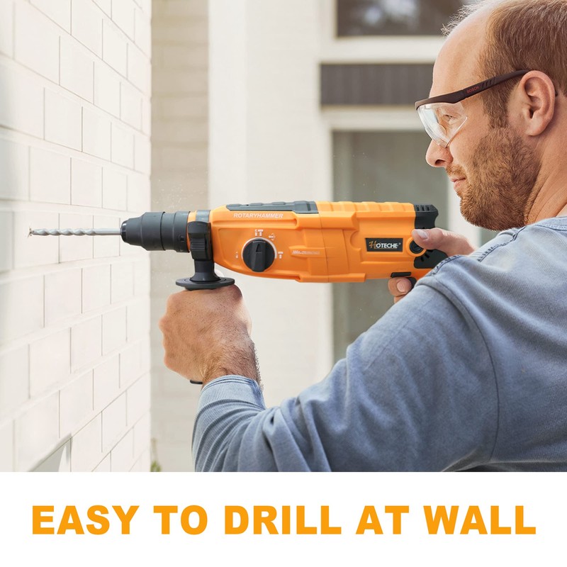 Hoteche 3-in-1 Rotary Hammer Drill 1-Inch SDS Plus Electric Hammer