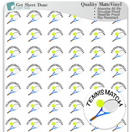 Tennis Planner Sticker / 54 Fun Vinyl Stickers (1/2”) / Sports Exercise Fitness Health Workout Game Match Reminder/Essential Productivity Life Planner/Bullet Bujo Journal (Matte Vinyl, 3 Sheet)