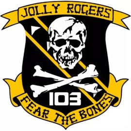 Jolly Rogers Fighting 103 Logo Die Cut All Weather Vinyl Decal - 4"