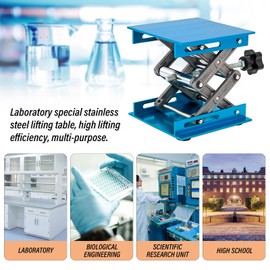BREUAILY 4x4 inch Lab Jack Stand Aluminum Lab Lift Jack Lab Jack platform Scissor Lift Laboratory Support Jack Platform for Raising Lowerring Router Laser Lab Lift Tables (Aluminum)