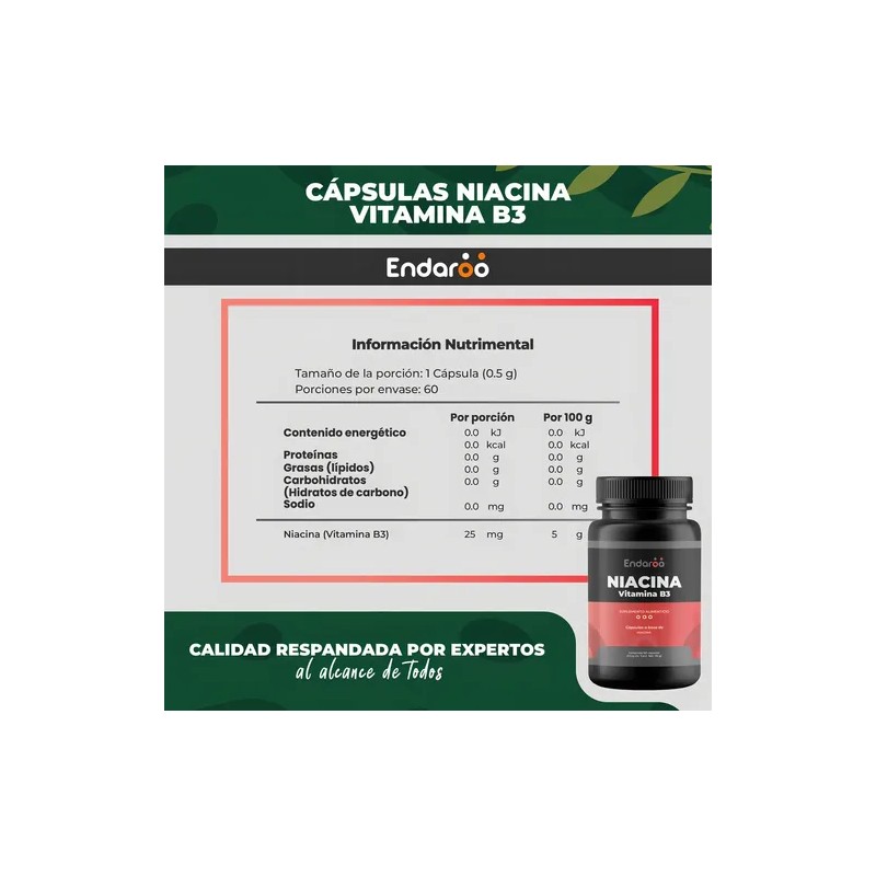 Niacina Vitamina B3 Premium 60 Cápsulas