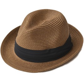 nakota Mixed Paper Hat, Men's, Women's, Straw Hat, Foldable, Panama Hat, Spring, Summer, Fedora, Ribbon - Casual brown (25)