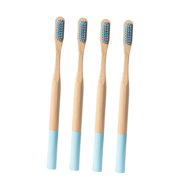KOMBIUDA Bamboo Toothbrushes 4pcs Set Soft Bristles Wooden Handles Perfect