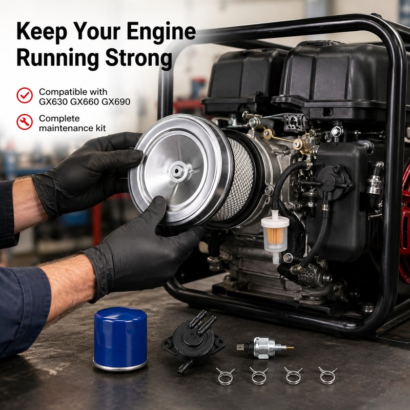 9-Piece Engine Maintenance Kit Compatible with Honda GX630 GX660 GX690
