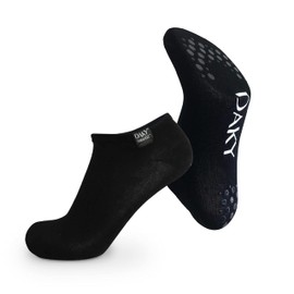DAKY Bamboo Socks for Men Women - Non-Slip Grip Ankle Socks for Yoga, Pilates or Dancing (Tawafeez Active, Large, Black)