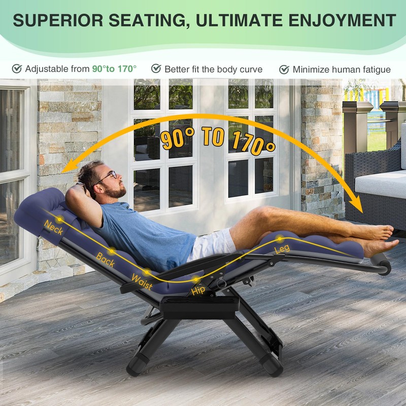Suteck Oversized Zero Gravity Chair,29In XL Lounge Chair w/Removable Cushion&Headrest,