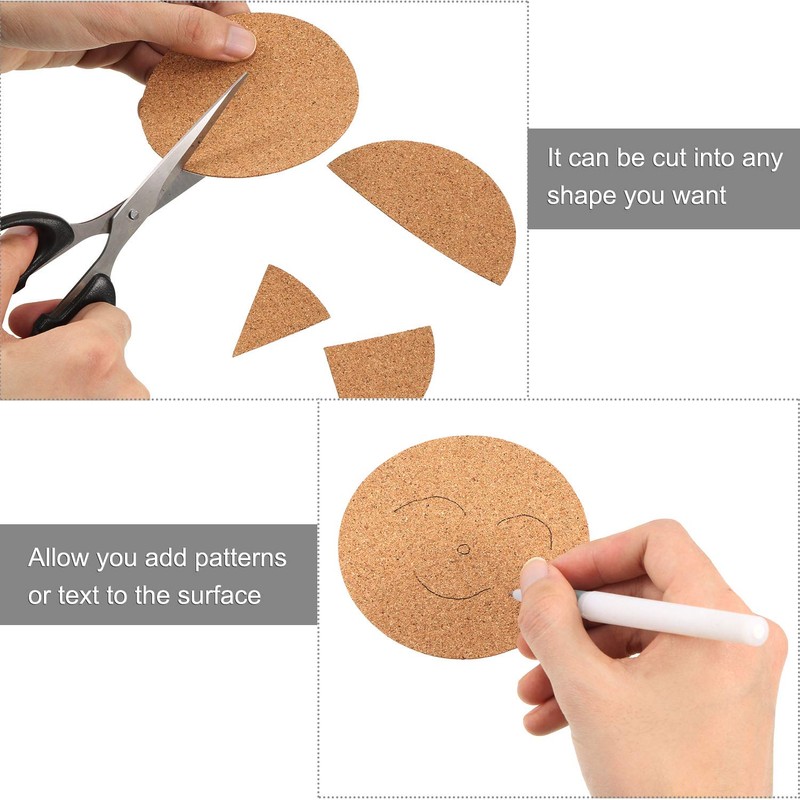 60 Pieces Self Adhesive Cork Coasters Squares/Round 4 x 4