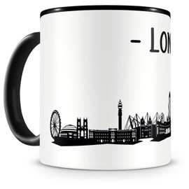 Samunshi® London Skyline Coffee Cup / Tea Cup Height 95 mm / D 82 mm Black